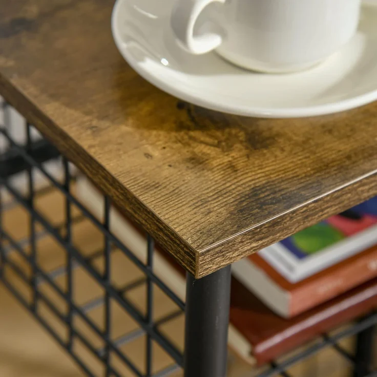 HOMCOM Servierwagen Küchenwagen mit Arbeitsplatte und Aufbewahrungskörben, (Küchenrollwagen, 1 St, Küchentrolley), Rustikal-Braun 40 x 30 x 62 cm – Bild 9