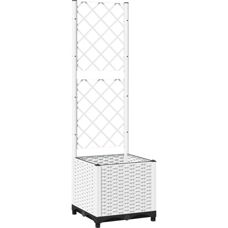 vidaXL Pflanzkübel mit Rankgitter Weiß 40x40x136 cm PP 153280 – Bild 2