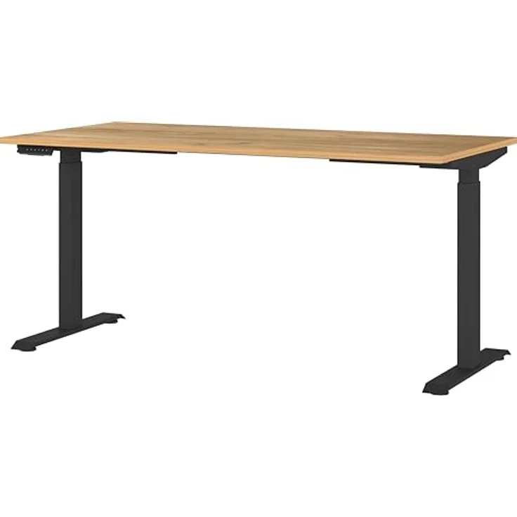 Germania Schreibtisch 7908-593, in Navarra-Eiche-Nb./Schwarz, EL. höhenverstellb, 160 x 120 x 80 cm (BxHxT) – Bild 2