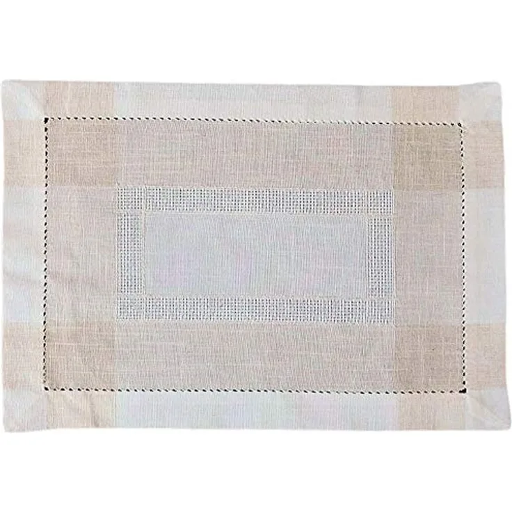 matches21 HOME & HOBBY Tischdecke Tischläufer ALMA Leinenoptik mit Hohlsaum Polyester beige 35 x 50 cm (1-tlg), Pflegeleicht & waschbar bei 30 °C