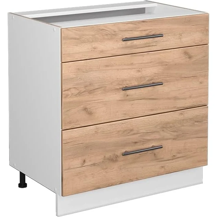 Badschrank Fame-Line Goldkraft Eiche 80 x 82 cm mit 3 Schubladen, ohne Arbeitsplatte Vicco – Bild 1