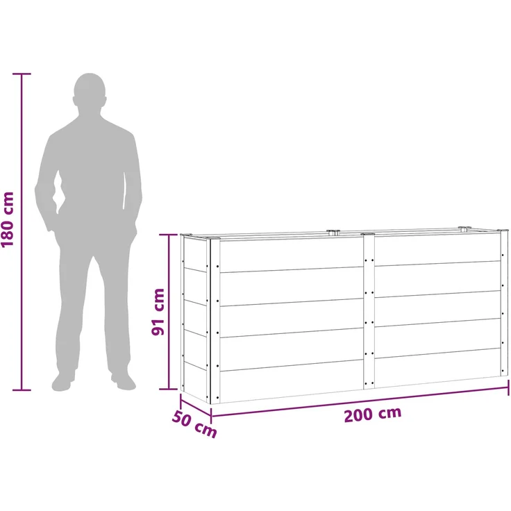 vidaXL Hochbeet Schwarz 200 x 50 x 91 cm WPC und Aluminium 42038985 – Bild 7
