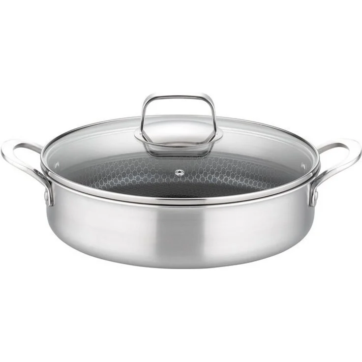 GSW Servierpfanne Inoxxa Black Ø 28 cm, Edelstahl, Dreischicht-Material mit Antihaft-Versiegelung,Wabenstruktur,Induktion – Bild 2
