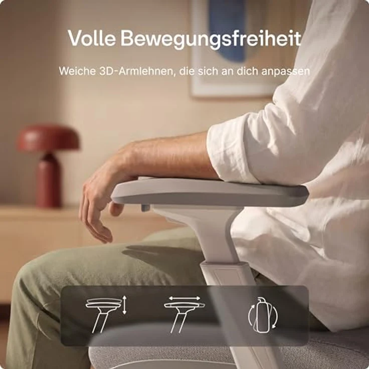 Desktronic Verstellbarer ergonomischer Bürostuhl | Schreibtischstuhl mit Lendenwirbelstütze - rückenfreundlich- Computerstuhl höhenverstellbar & rückenschonend - breites Polster SitPro (Grau) – Bild 5