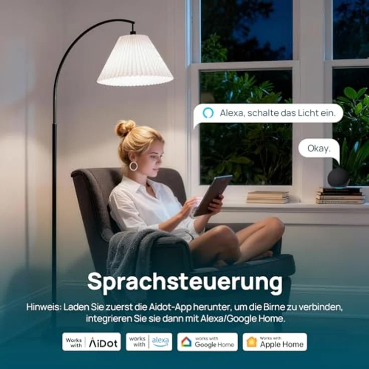Linkind Matter Smart Alexa Lampe E14 Kerze CRI90+, RGBTW & 16Mio. Farben, 1-100% Dimmbar, Dotis+ AI Technologie, 1800K-6500K, Musik-Sync & Timer, B38/C38, 4.8W, 470LM, 4 Stück – Bild 9