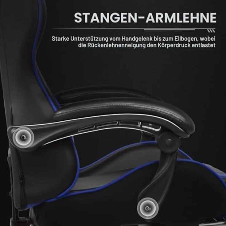 GTPLAYER Bürostuhl Gaming Stuhl Gaming Sessel Ergonomischer Gamer Stuhl mit Fußstütze, Kopfstütze Lendenkissen, Gepolstert Gaming Chair, Drehsessel Blau – Bild 5