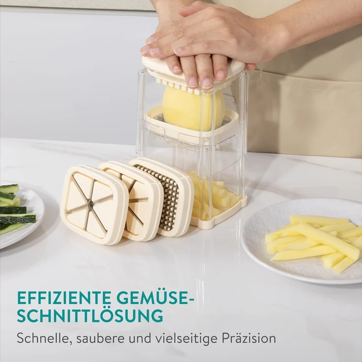 Navaris Gemüse-Scheibenschneider Pommesschneider Gemüseschneider mit 4 Klingen - Kartoffelschneider, (1-tlg) – Bild 2
