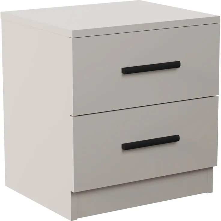 Homey Nachttisch im nordischen Stil, Modell Alais, mit 2 Schubladen, praktisches und Elegantes Design, Farbe: Beige, Maße: 40 cm breit x 46,5 cm hoch x 35 cm tief