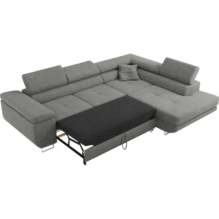 Ecksofa L-Form Couch mit Schlaffunktion und Verstellbare Kopfstützen - GUSTAW - Grau Boucle - Rechts – Bild 4