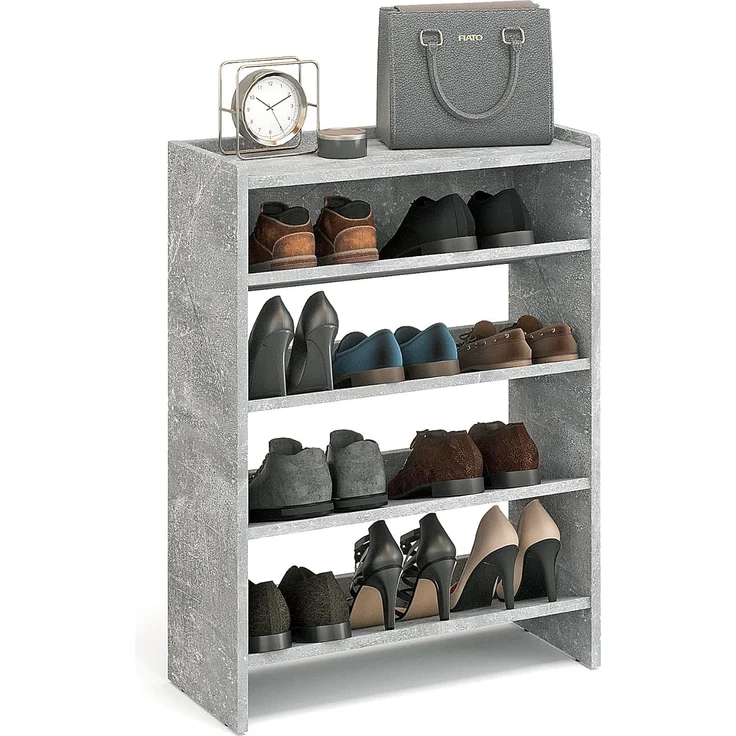 KOMTO Schuhregal Elexis 4 Schmal - Schuhablage Flur mit 4 Ebenen Offener Schuhschrank, Schuhschrank Schuh Organizer Platzsparend, 60 x 25 x 80 cm – Bild 1