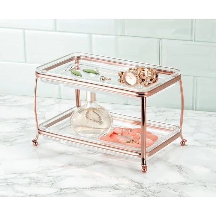 Schminkaufbewahrung Kosmetik Organizer 2 Etagen mDesign transparent/rosegold – Bild 4