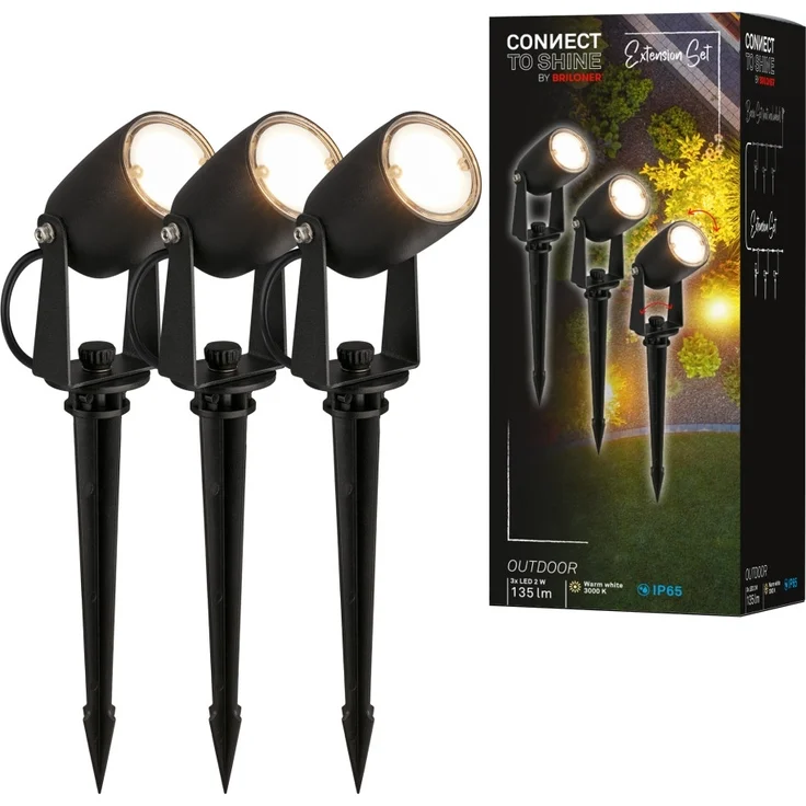 Briloner LED Wegeleuchte Iris Connect to Shine 3er Erweiterungsset 3x2W warmweiß – Bild 1
