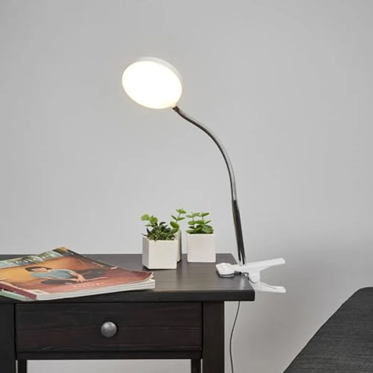 Lindby Klemmleuchte 'Milow', moderne LED Tischlampe, weiß, 36 cm hoch mit Schalter – Bild 4