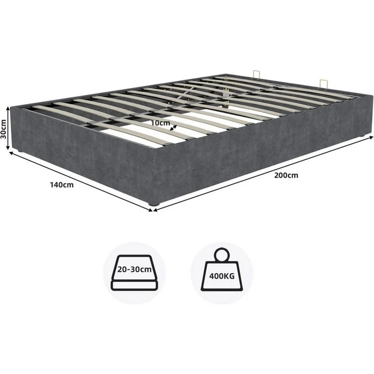 BlingBin Polsterbett Doppelbett Stauraumbett (1-tlg, Mit großzügigem Stauraum), 140 x 200 (ohne Matratze und Kopfteil) – Bild 2