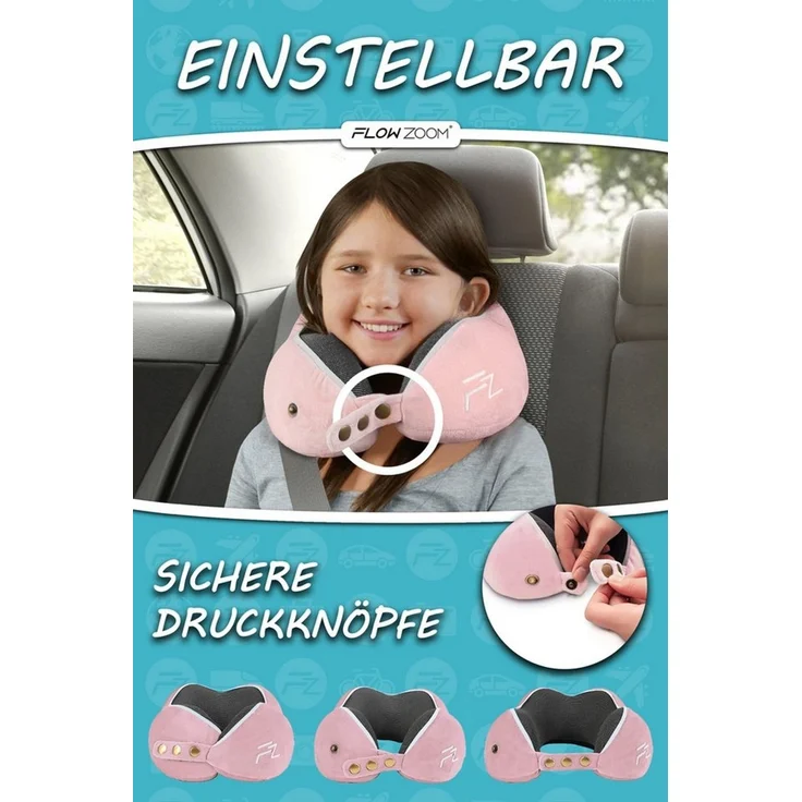 FLOWZOOM Nackenhörnchen COMFY KIDS Nackenkissen Kinder – Reisekissen Memory-Schaum, Kinder-Reisekissen Memory-Foam - Nackenhörnchen Kinder – Bild 3