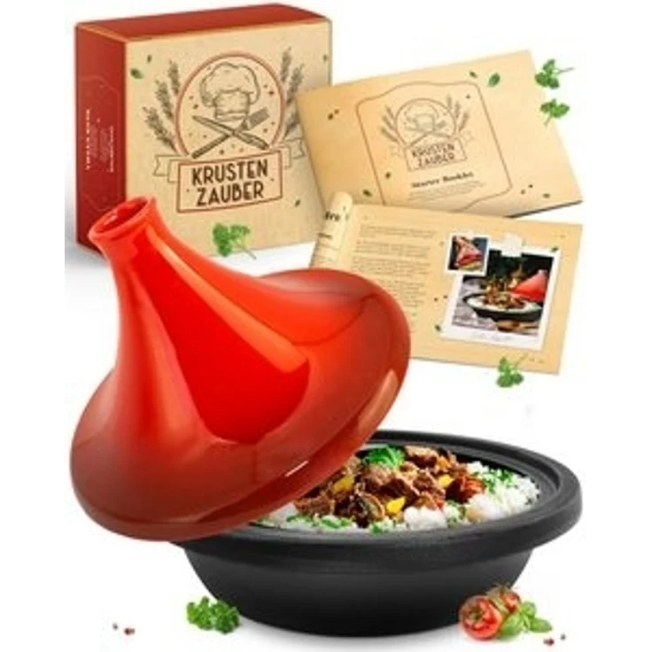 Krustenzauber Dampfgartopf Tajine Topf 2-4 Personen - Hochwertige 27cm Gusseisen Tajine, (Tajine Induktion und Ofengeeignet, Tajine-Topf, marokkanische Tajin, Tachine, Tagine, Tahini, Tajines, Tahin) – Bild 6