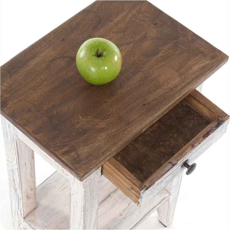 DESIGN DELIGHTS 'Planta' Beistelltisch mit Schublade, 52x34cm (HxB), Weiß-Natur – Bild 3