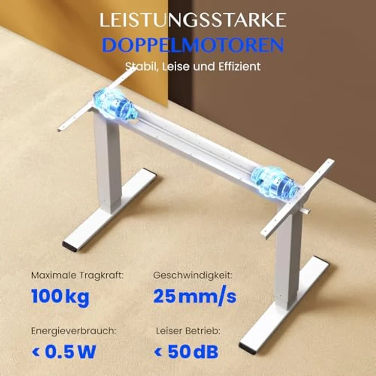 FLEXISPOT Höhenverstellbarer Schreibtisch Gestell E1 PRO mit Doppelmotor | Elektrische Tischbeine höhenverstellbar mit Kabelmanagement & 2 Haken,LED-Höhenanzeige&4 Speicherplätzen fürs Büro&Homeoffice – Bild 6