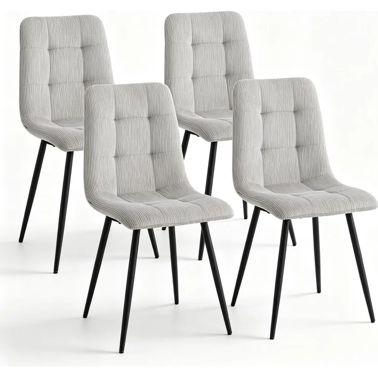 Esszimmerstühle 4er-Set, je 43 x 44 x 89,5 cm, aus grauem Cord mit Metallbeinen – Bild 4