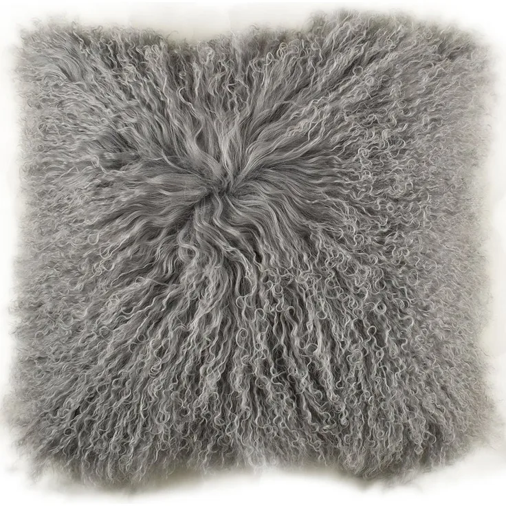 KUHFELL online & NOMAD Dekokissen Echtes Tibet Lammfell Kissenbezug Grau Schwarz oder Weiß 50x50 cm