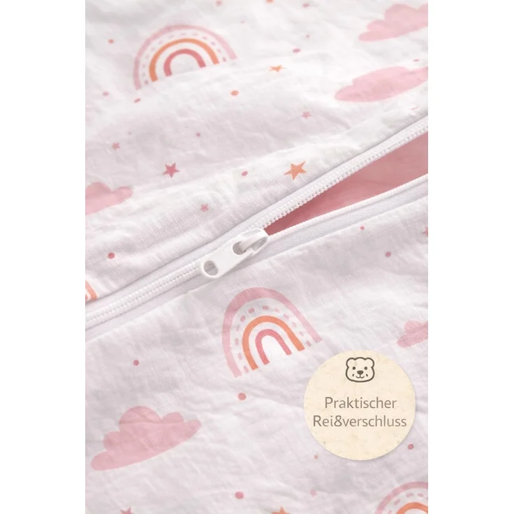 soma Babybettwäsche Renforcé Baby Wende Bettwäsche 100x135 Regenbogen Wolke pink rosa weiß, Renforcé, 2 teilig, Babybettwäsche Rainbow Baumwolle warme winter weihnachtsbettwäsche – Bild 7