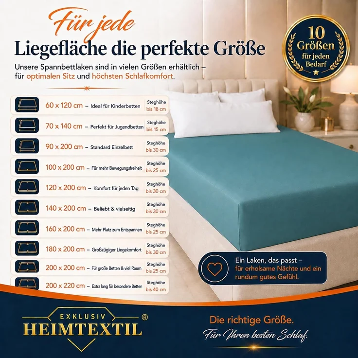 Jersey Spannbettlaken Deluxe 180 - 200 x 200 cm Petrol – Bild 7