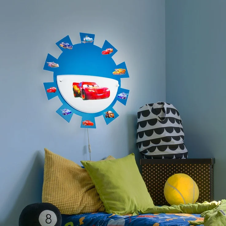 Nachtlicht, Kinderzimmer, blau, weiß, Cars Sticker, D 35cm – Bild 4