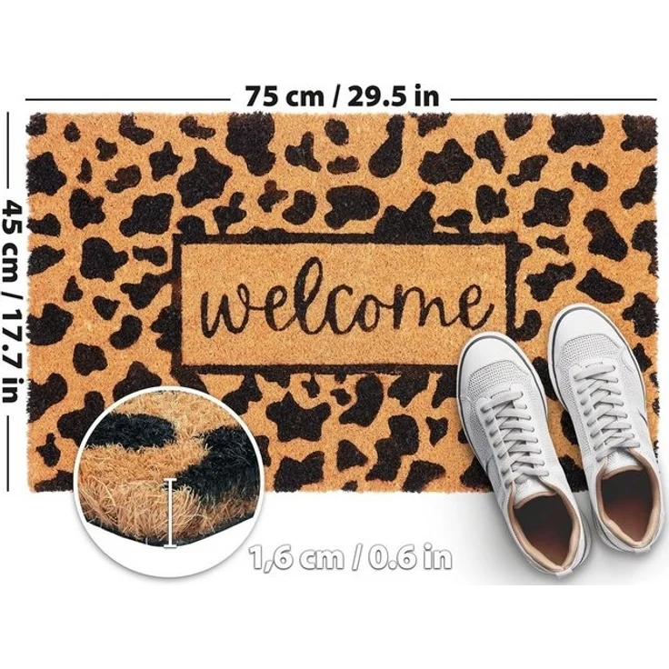 BRUBAKER Fußmatte 45 x 75 cm - Welcome mit Leopardenmuster - Schmutzfangmatte, Rechteckig, Höhe: 15 mm, Türmatte für Außen und Innen - Wetterfest und Rutschfest – Bild 4