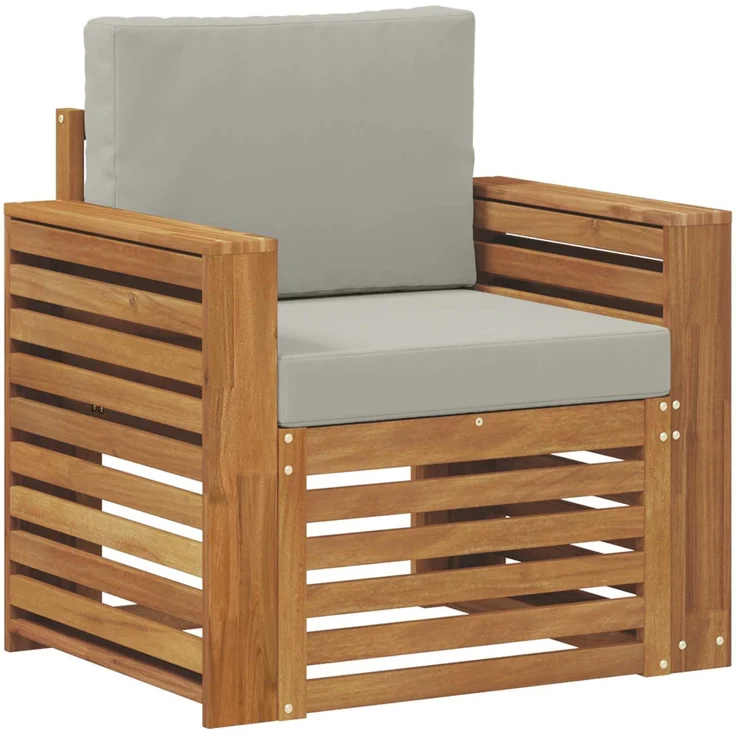 vidaXL Outdoor-Sofagarnitur Natur und Hellgrau Massivholz Akazie 3436361 – Bild 2