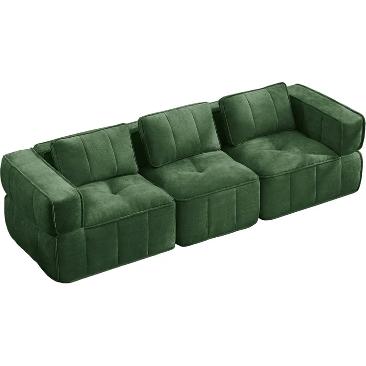 DESVIAE Sofa 3-Sitzer Grün aus Polyester – 271x67x93 cm – modular, rutschfeste Basis – Bild 7