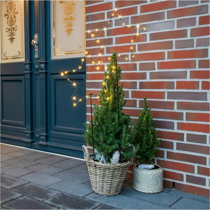 Meinposten LED-Lichterkette Gartenstecker Stern LED Weihnachtsbeleuchtung batterie Timer 50x98 cm, batteriebetrieben