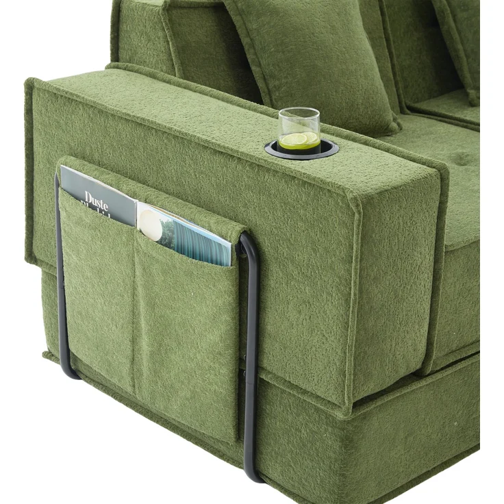 ZUBALIYA Schlafsofa 78x66 cm, mit Stauraum, mit Chenille - Bezug, mit breiten Armlehnen, modular aufgebaut, mit Schaumstoffpolsterung – Bild 22
