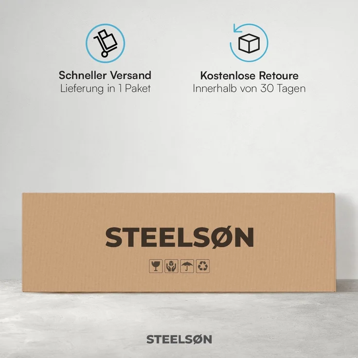 STEELSØN 'Macondo' Getränkekistenregal, Metall, schwarz, 115x50x33 cm, Getränkeregal für 2 Kisten, mit Ablagefach – Bild 8