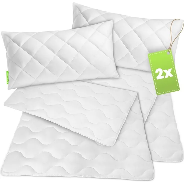 Gentle North Microfaserbettdecke + Kopfkissen Bettdecke & Kopfkissen-Set - 2-Set Kopfkissen - Ganzjahresdecke, Füllung: 100% Polyester, Reißverschluss beim Kissen - waschbar - allergikerfreundlich