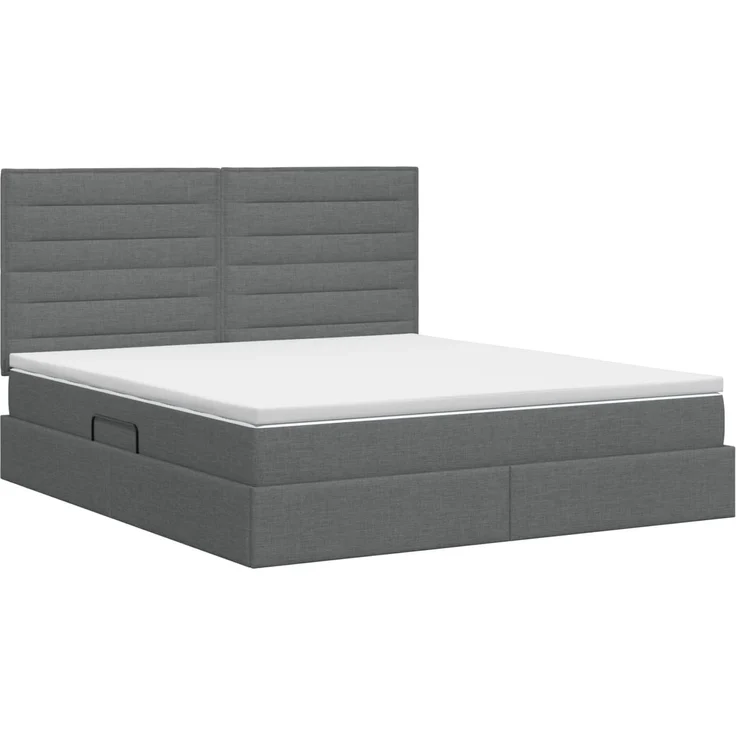 vidaXL Aufbewahrungsbett mit Matratze Dunkelgrau 180 x 200 cm Stoff 3459457 – Bild 8