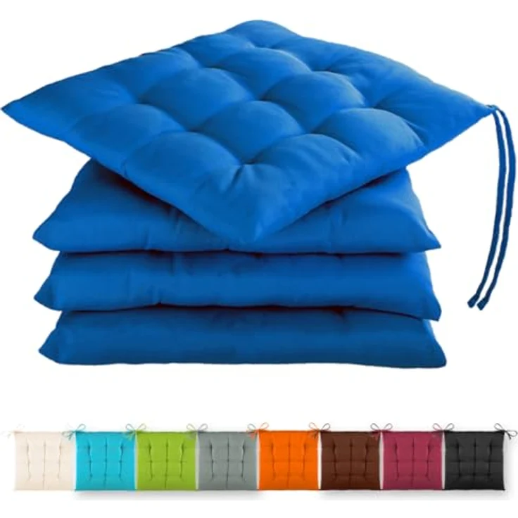 Gräfenstayn Stuhlkissen Sitzkissen 40x40cm Haltebänder Indoor Outdoor, robustes Sitzkissen für Indoor & Outdoor, mit Haltebändern – Bild 2