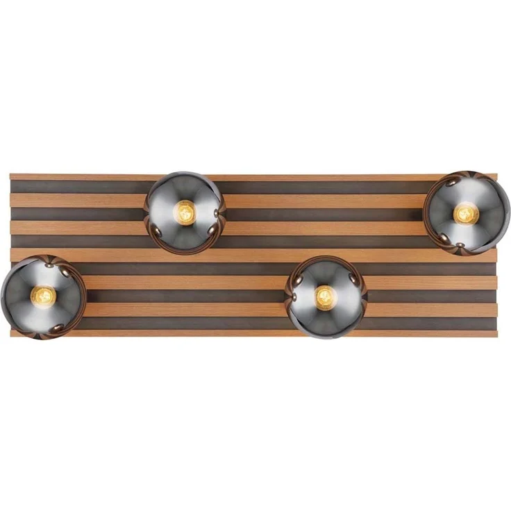 Deckenleuchte, Holzoptik, schwarz, Rauchglas, L 90 cm – Bild 6