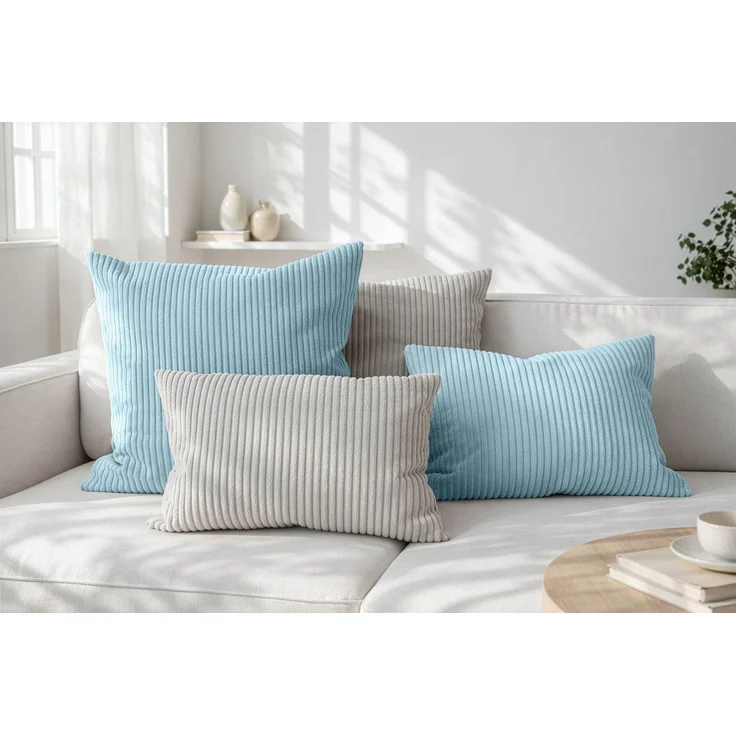 Amilian Dekokissen Sofakissen Cord-Optik 4er Set mit Füllung 2x 40x40 + 2x 35x45 cm, mit Füllung, Hotelverschluss, formstabil – Bild 1