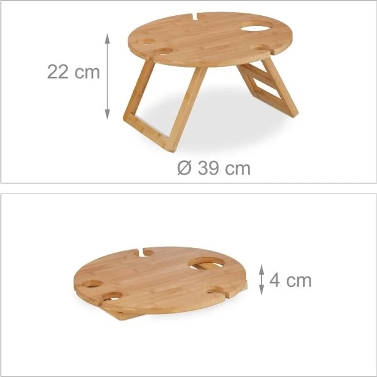 Runder Picknick Weintisch aus Bambus 10044135 – Bild 4