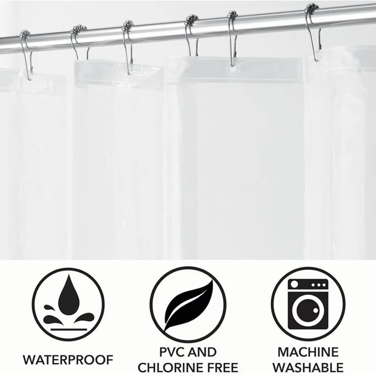 mDesign Duschvorhang Badewannenvorhang 2er-Set 12 Ösen PEVA Vinyl Transparent – Bild 5