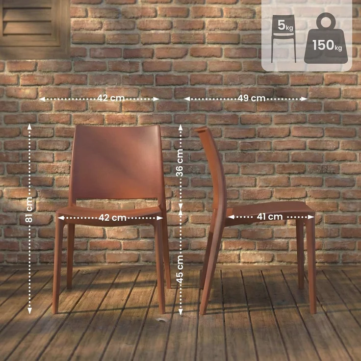 CLP Gartenstuhl Meton mit Lehne stapelbar wetterfest UV-beständig bis 150 kg,terracotta – Bild 2