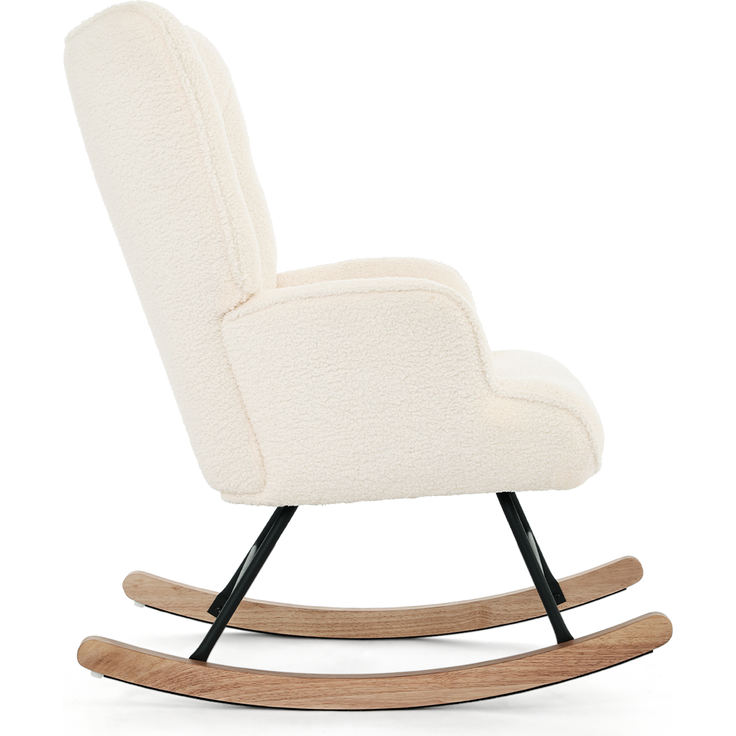GOEURVANT 5006 Schaukelstuhl ohne Hocker (Relaxsessel, Ohrensessel) - Teddy-Stoff - Creme – Bild 4