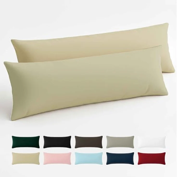 Kissenbezug 40x145 Baumwolle Renforcé (2er-Set) - Beige - Dicht gewebt mit 57 Fäden/cm² - Kissenbezug 40x145 cm - Oeko Tex Zertifiziert - Dreamzie – Bild 2