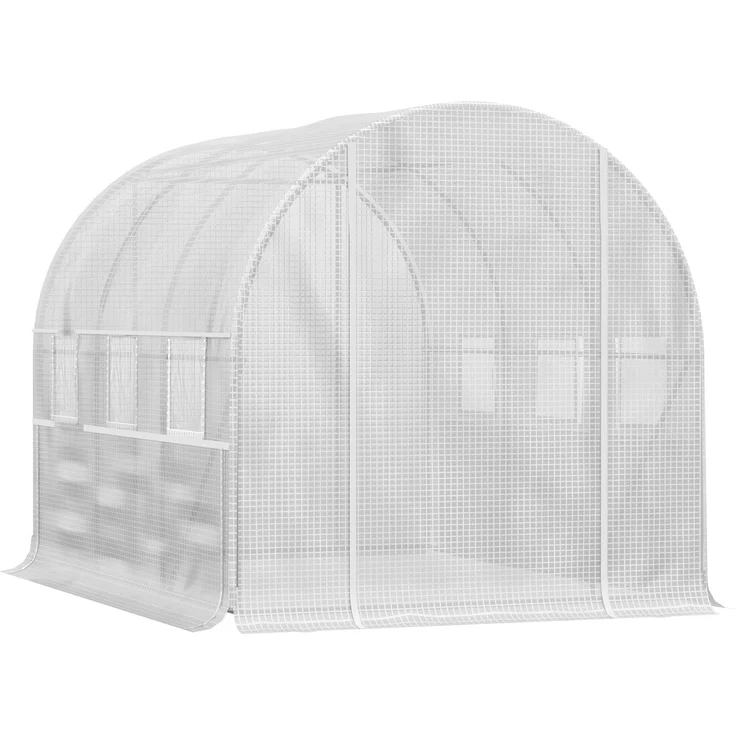 MELAYR, Foliengewächshaus, 6 aufrollbare Fenster, Tür mit Reißverschluss, rostfreier Stahlrahmen, 2.95 x 2 x 2 m, Weiß – Bild 2