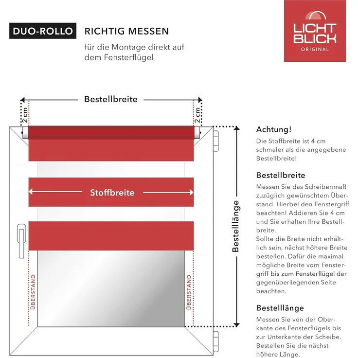 Lichtblick Sonnenschutzsysteme GmbH Doppelrollo Kopenhagen 70 cm x 220 cm (BxL) Natur modernes Duo Rollo; Klemm- und schraubbar; Lichtdurchlässig und blickdicht – Bild 7