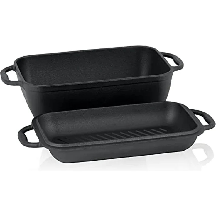 BBQ-Toro Bräter Gusseiserner Bräter mit Deckel 4,5 L, 2in1 Pfanne und Schmortopf, Gusseisen – Bild 6