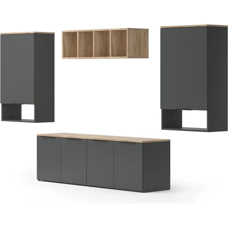 Wohnwand Wido Anthrazit 5 Teile Vicco – Bild 1