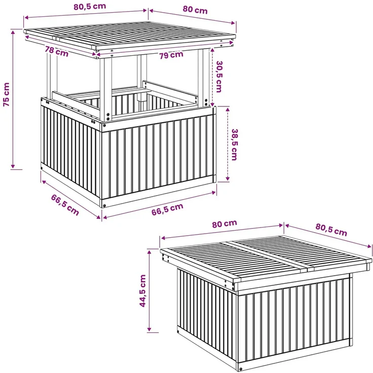 vidaXL Gartenkaffee Tisch aus massivem Akazienholz höhenverstellbar 901243 – Bild 10