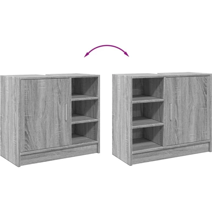vidaXL Waschbeckenunterschrank Grau Sonoma 63x29x55 cm Holzwerkstoff 848134 – Bild 11