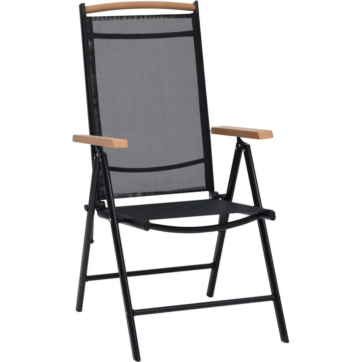 vidaXL Gartenstühle Klappbar 2 Stk. Aluminium und Textilene Schwarz 41732